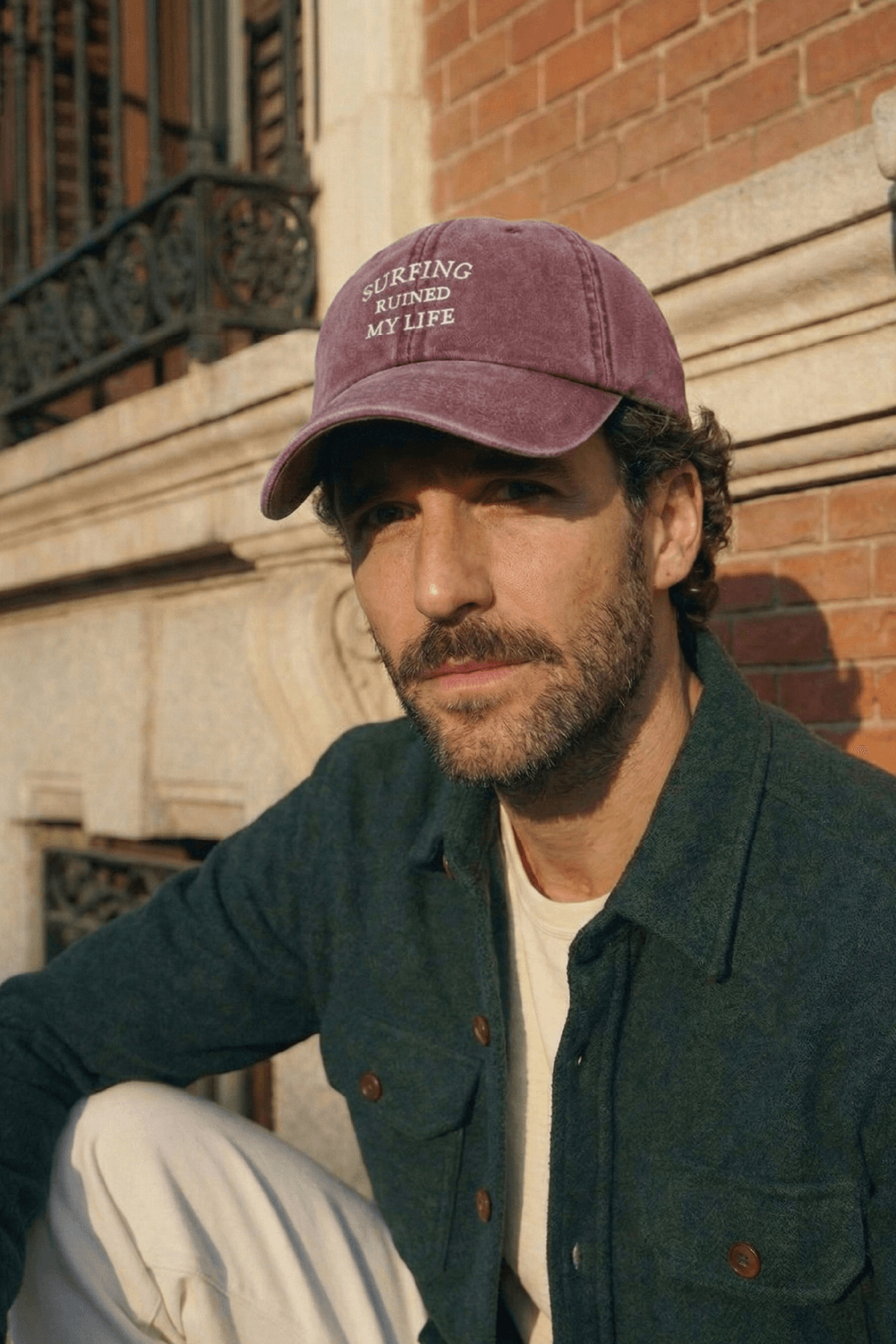 Surfing Ruined My Life Classic Vintage Cap Burgundy