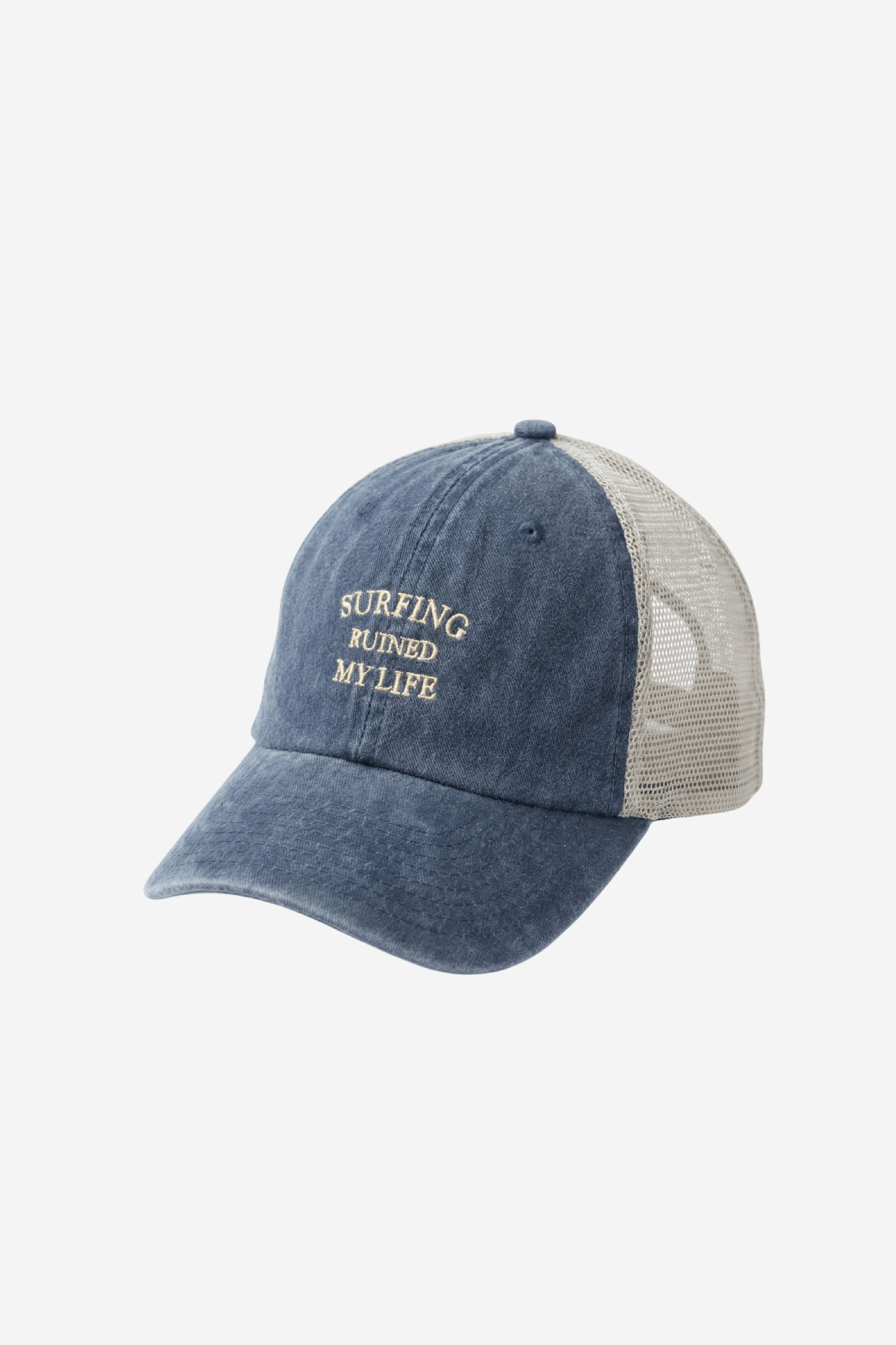 Surfing Ruined My Life Vintage Trucker Cap Blue