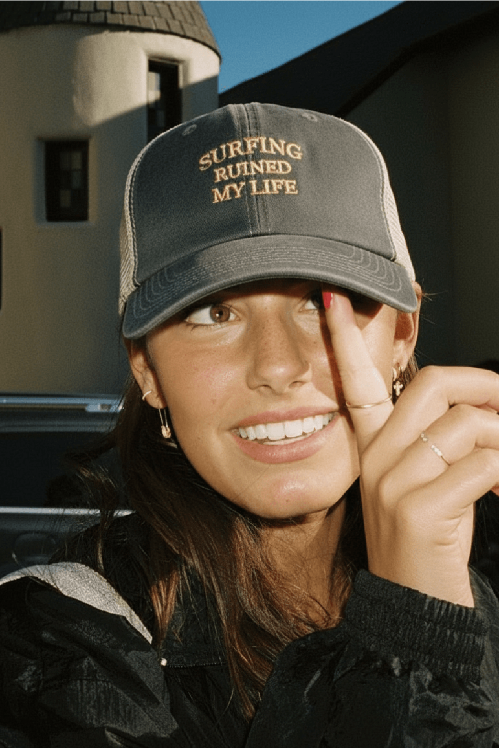 Surfing Ruined My Life Vintage Trucker Cap Green